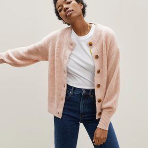 Everlane Alpaca Wool Blend Pink Button Down Cardigan Sweater in Medium